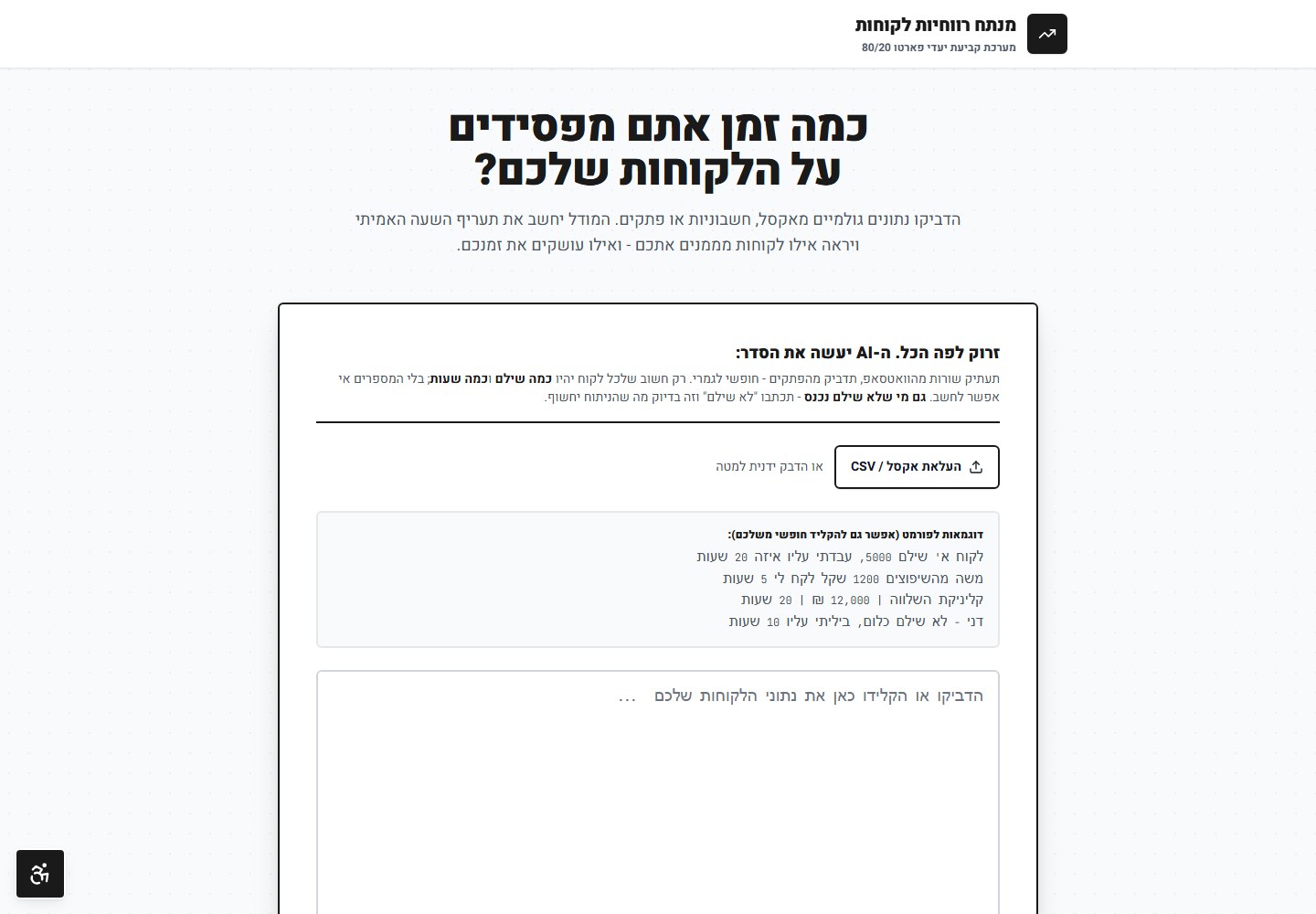 מנתח רווחיות לקוחות - פארטו 80/20